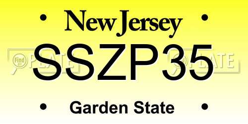 SSZP35 New Jersey License Plate
