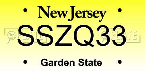 SSZQ33 New Jersey License Plate