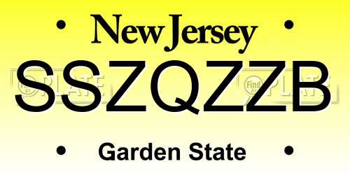 SSZQZZB New Jersey License Plate