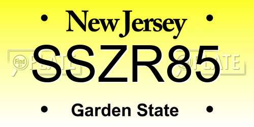 SSZR85 New Jersey License Plate