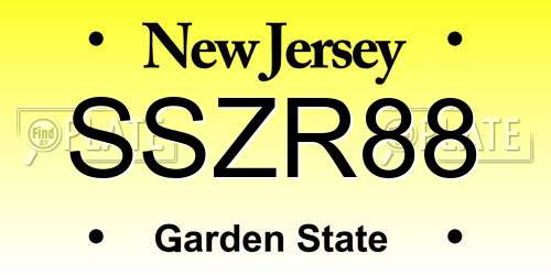 SSZR88 New Jersey License Plate