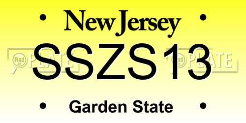 SSZS13 New Jersey License Plate