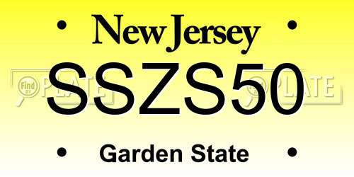 SSZS50 New Jersey License Plate