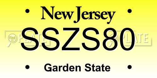 SSZS80 New Jersey License Plate