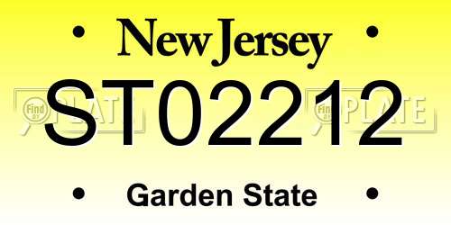 ST02212 New Jersey License Plate