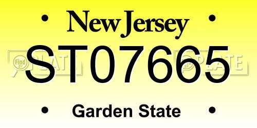 ST07665 New Jersey License Plate
