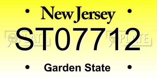 ST07712 New Jersey License Plate