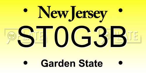 ST0G3B New Jersey License Plate