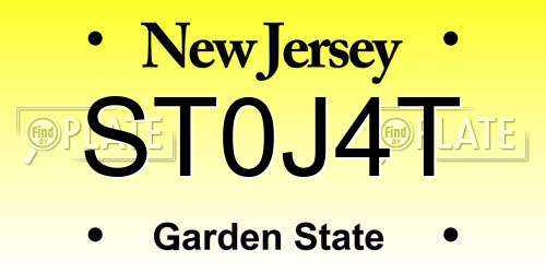 ST0J4T New Jersey License Plate