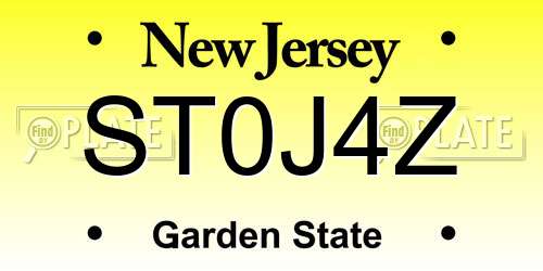 ST0J4Z New Jersey License Plate