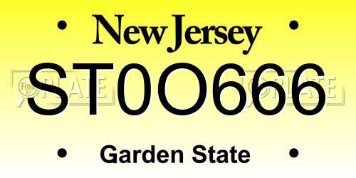ST0O666 New Jersey License Plate