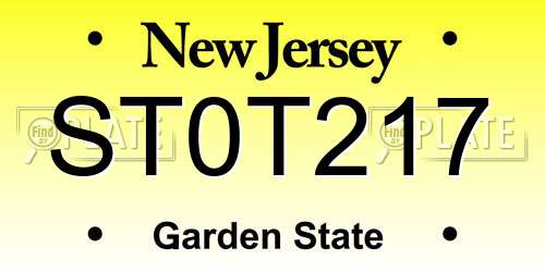 ST0T217 New Jersey License Plate