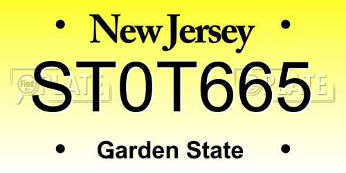 ST0T665 New Jersey License Plate