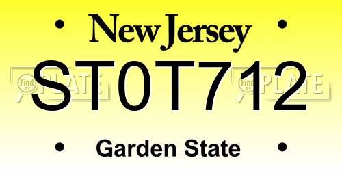 ST0T712 New Jersey License Plate