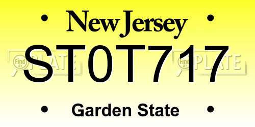ST0T717 New Jersey License Plate