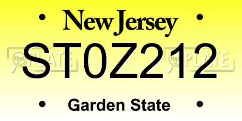 ST0Z212 New Jersey License Plate