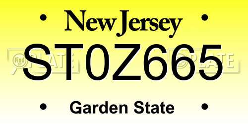 ST0Z665 New Jersey License Plate