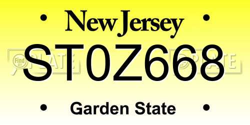 ST0Z668 New Jersey License Plate