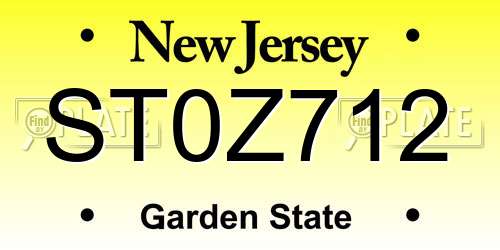 ST0Z712 New Jersey License Plate