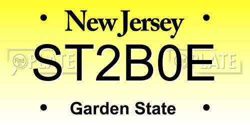 ST2B0E New Jersey License Plate