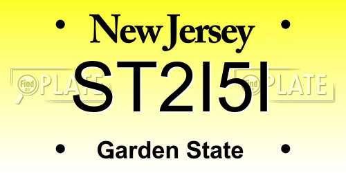 ST2I5I New Jersey License Plate