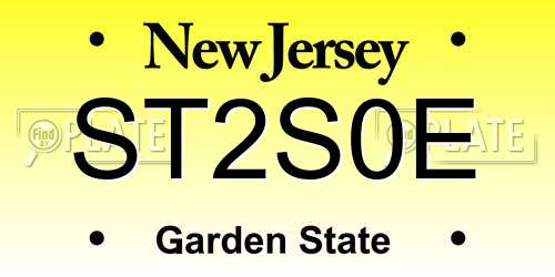 ST2S0E New Jersey License Plate