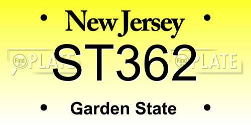ST362 New Jersey License Plate