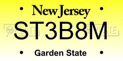 ST3B8M New Jersey License Plate