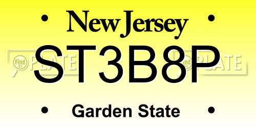 ST3B8P New Jersey License Plate