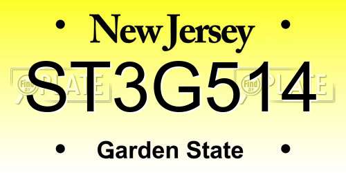 ST3G514 New Jersey License Plate
