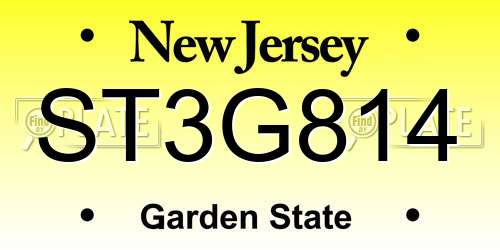 ST3G814 New Jersey License Plate