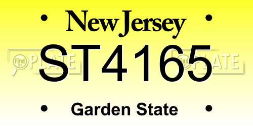 ST4165 New Jersey License Plate
