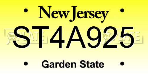ST4A925 New Jersey License Plate