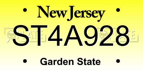 ST4A928 New Jersey License Plate