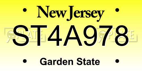 ST4A978 New Jersey License Plate