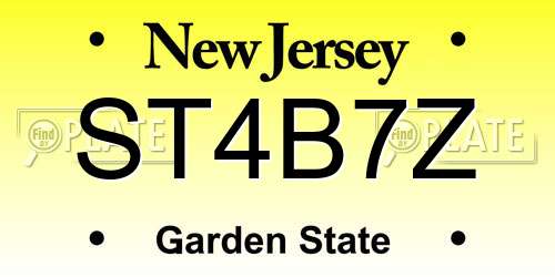 ST4B7Z New Jersey License Plate