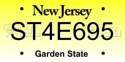 ST4E695 New Jersey License Plate