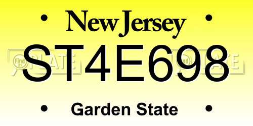 ST4E698 New Jersey License Plate