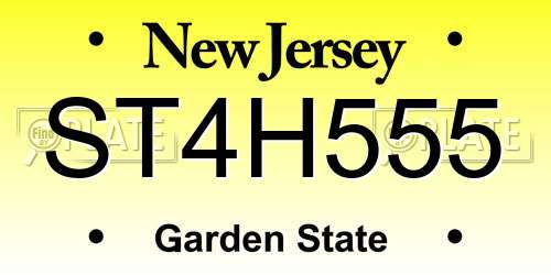 ST4H555 New Jersey License Plate