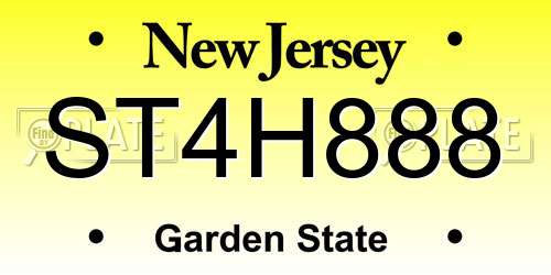 ST4H888 New Jersey License Plate