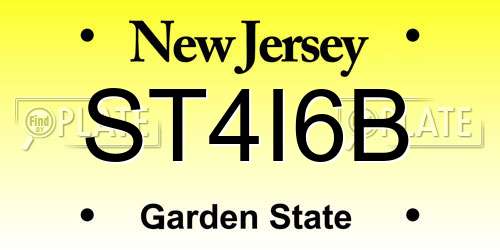ST4I6B New Jersey License Plate