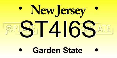 ST4I6S New Jersey License Plate