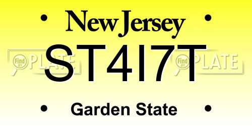 ST4I7T New Jersey License Plate