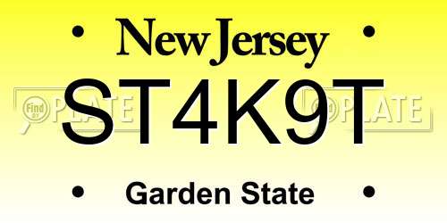 ST4K9T New Jersey License Plate