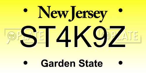 ST4K9Z New Jersey License Plate