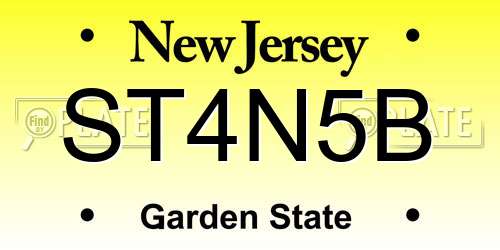 ST4N5B New Jersey License Plate