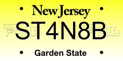 ST4N8B New Jersey License Plate