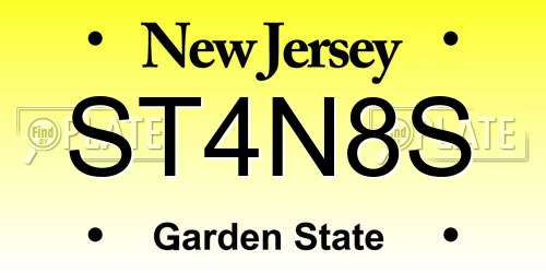 ST4N8S New Jersey License Plate
