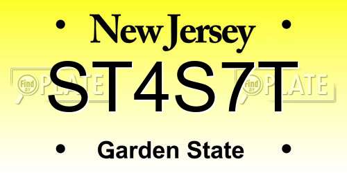 ST4S7T New Jersey License Plate