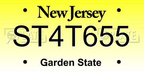 ST4T655 New Jersey License Plate